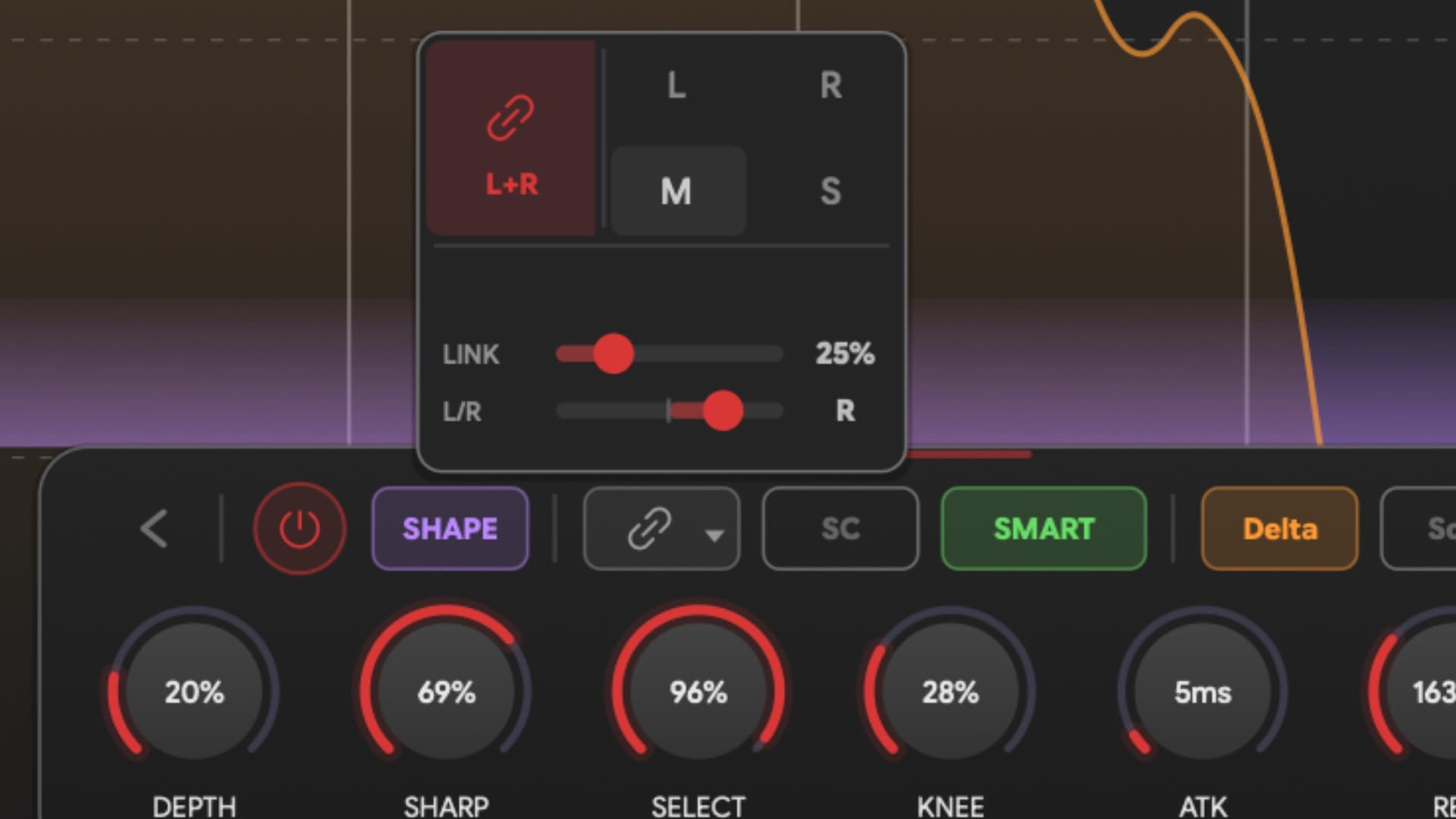 MID/SIDE. L/R. EXTERNAL SIDECHAIN.