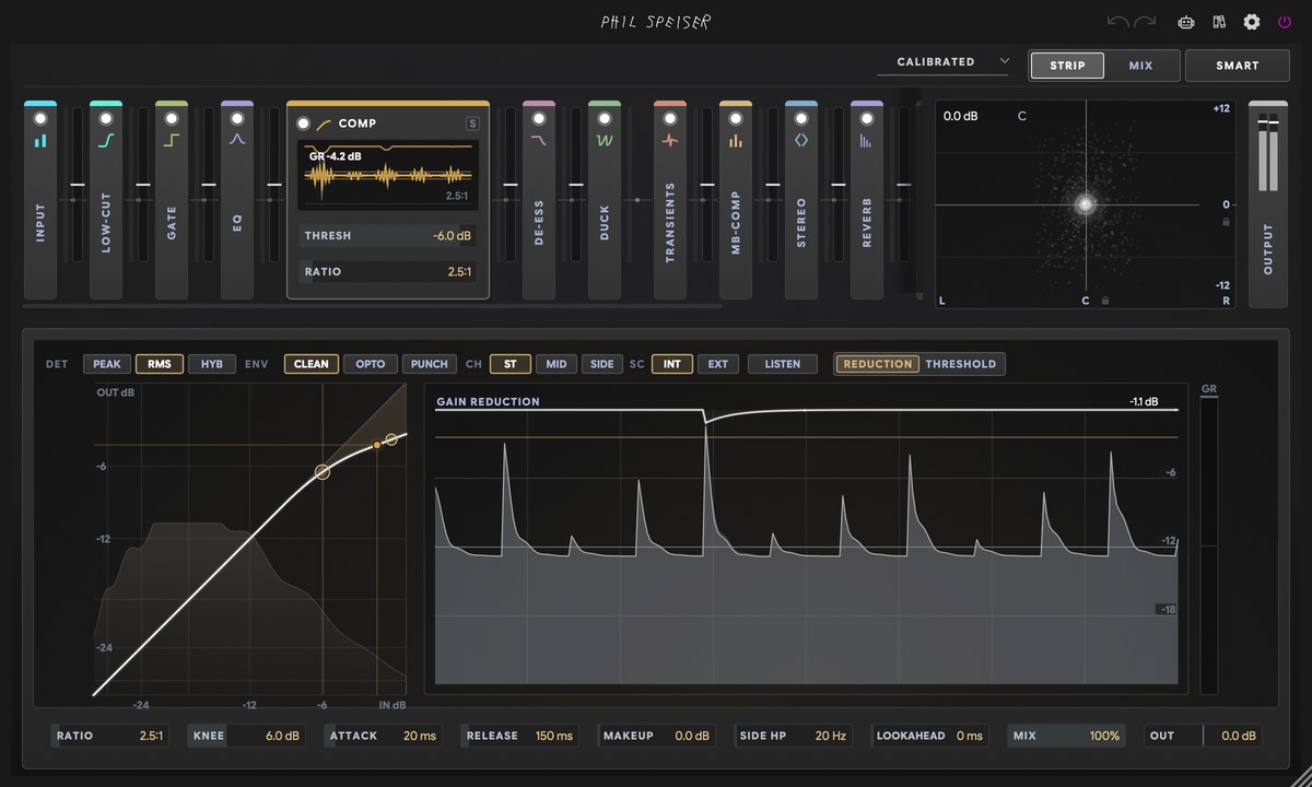 THE_STRIP 3's module rack with live metering between every stage